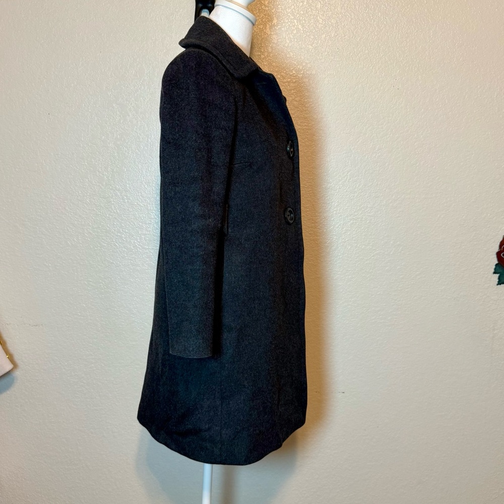 J. Crew Cashmere & Wool Harriet Plum Pea Coat Charcoal Gray Size 0 Petite - Picture 11 of 15
